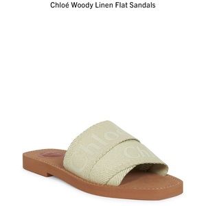 Chloe woody linen flat sandals